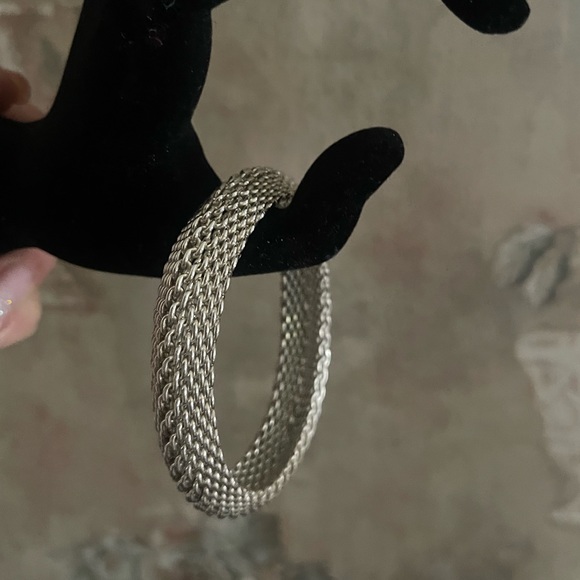 STERLING SILVER LUXURY LARGE BOLD MESH BRACELET - Picture 8 of 8